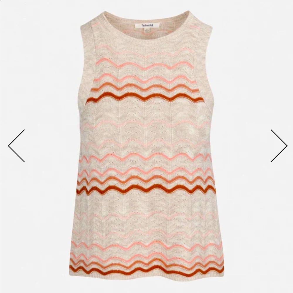 Splendid - Wave Stripe Cashblend Yuma Sweater Tank, Size Smalll